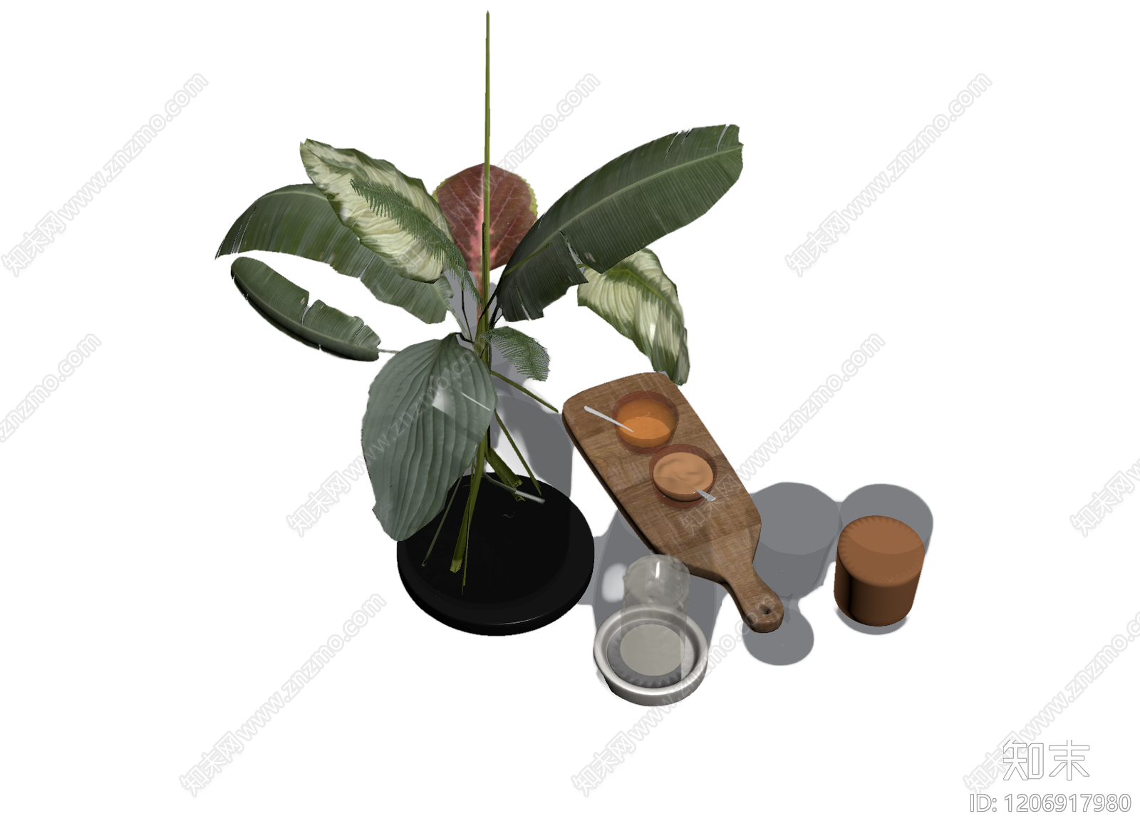 植物组合装饰摆件3D模型下载【ID:1206917980】