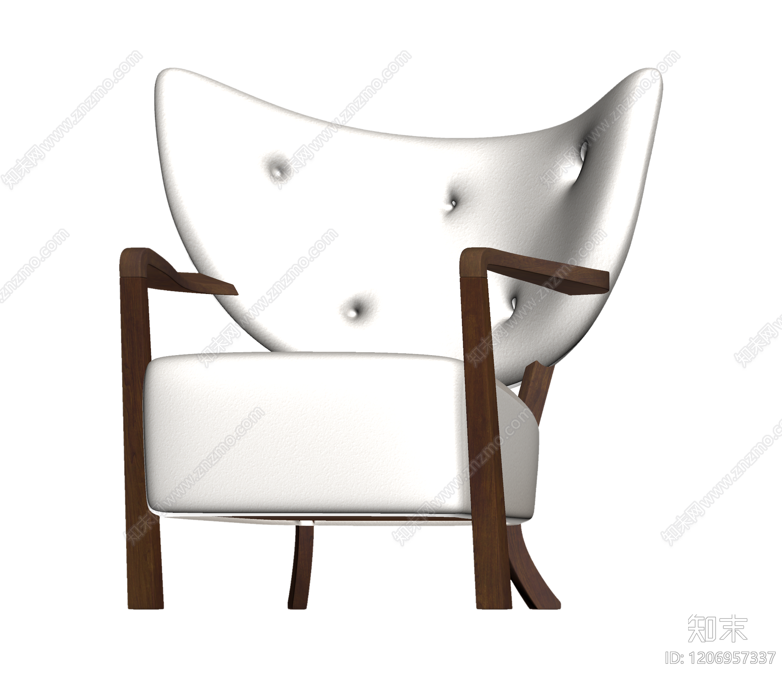白皮木框扶手椅3D模型下载【ID:1206957337】