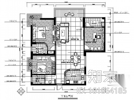 [湖南]时尚三居室（含效果及预算）施工图下载【ID:161864185】