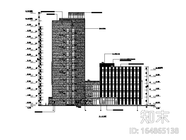 [浙江]高层幕墙立面框架结构县级图书档案馆建筑施工图施工图下载【ID:164865138】