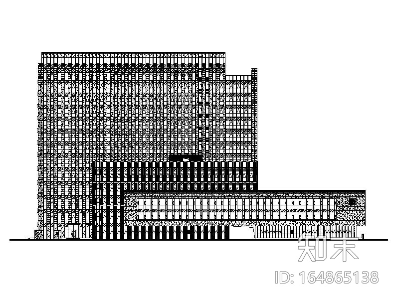 [浙江]高层幕墙立面框架结构县级图书档案馆建筑施工图施工图下载【ID:164865138】