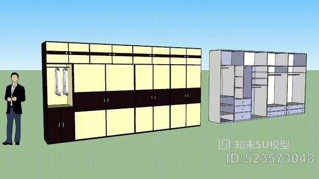 卧室衣柜SU模型下载【ID:523573048】