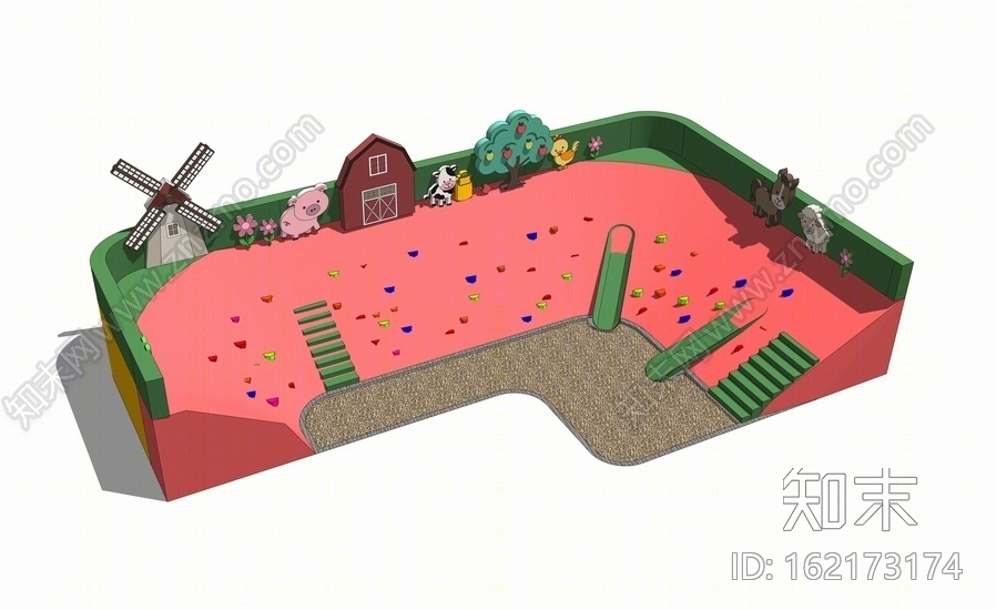 儿童游乐区攀爬设施SU模型下载【ID:162173174】