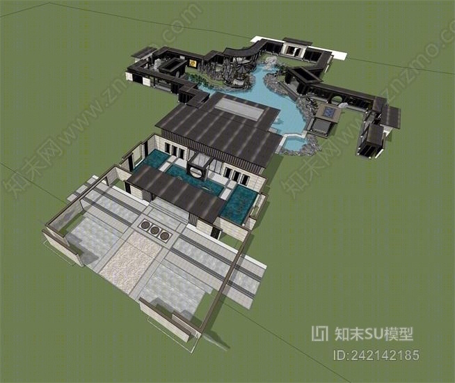 建发太仓韩家桥中式示范区SU模型下载【ID:242142185】