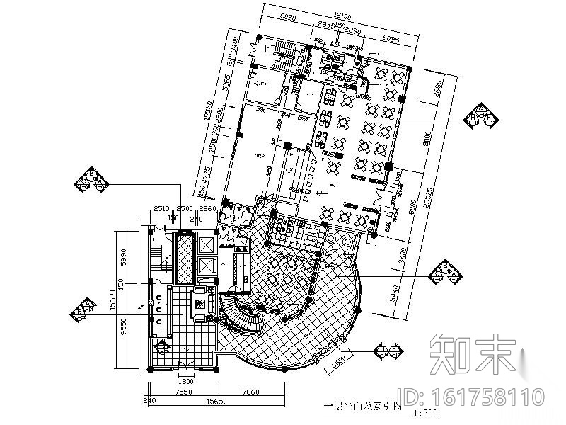 [广东]某酒店西餐厅室内装修图（含效果）施工图下载【ID:161758110】