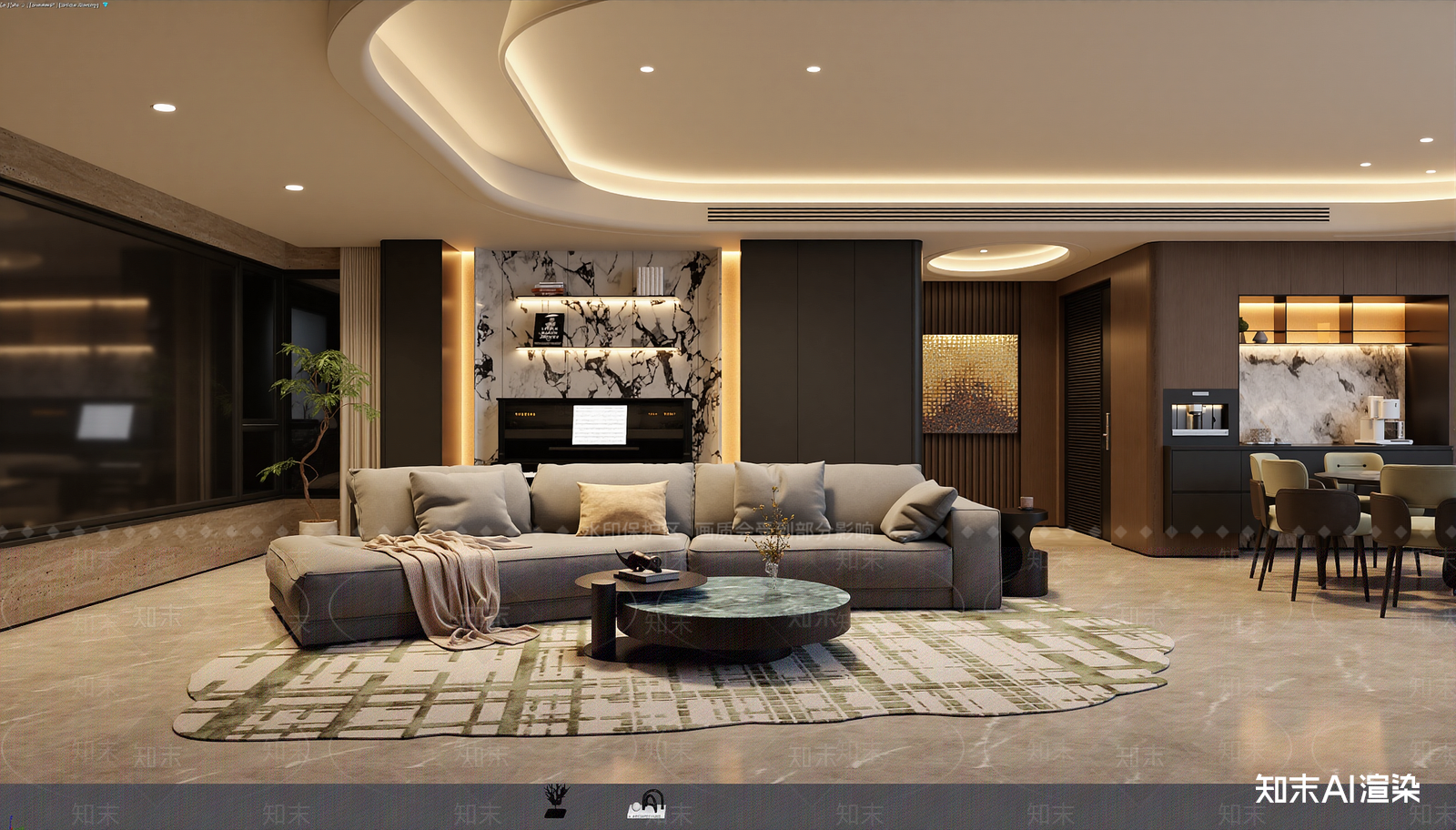 现代客餐厅3D模型下载【ID:1221440403】