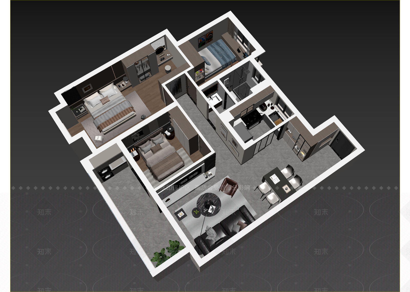 现代公寓3D模型下载【ID:1215000464】