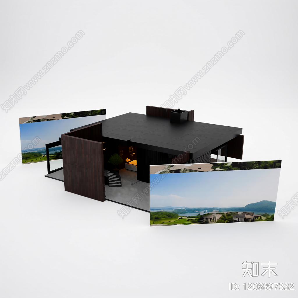 电视墙组合体3D模型下载【ID:1206897332】