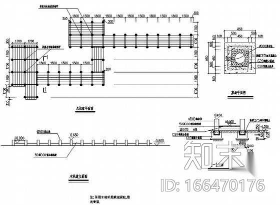 木栈道施工详图cad施工图下载【ID:166470176】