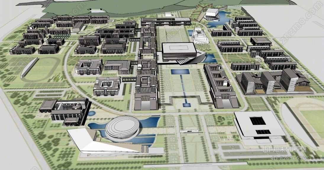 山西大学东山校区规划SU模型下载【ID:826365363】