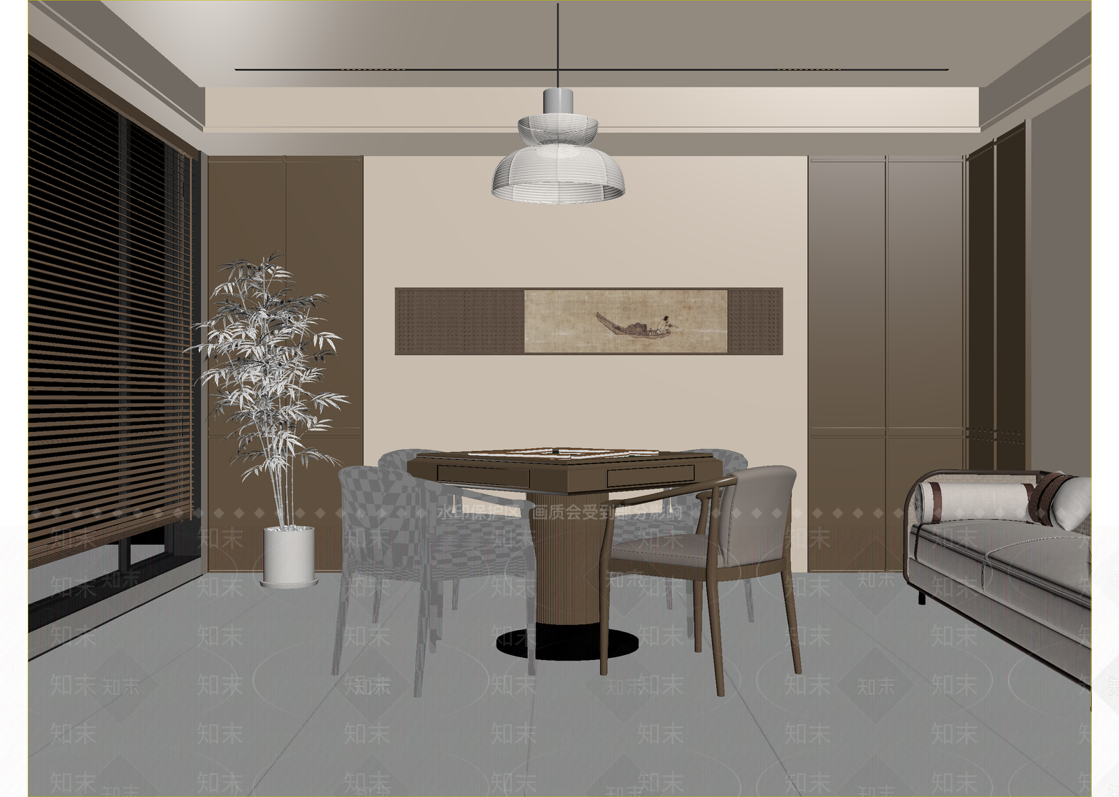 新中式客餐厅3D模型下载【ID:1215092416】