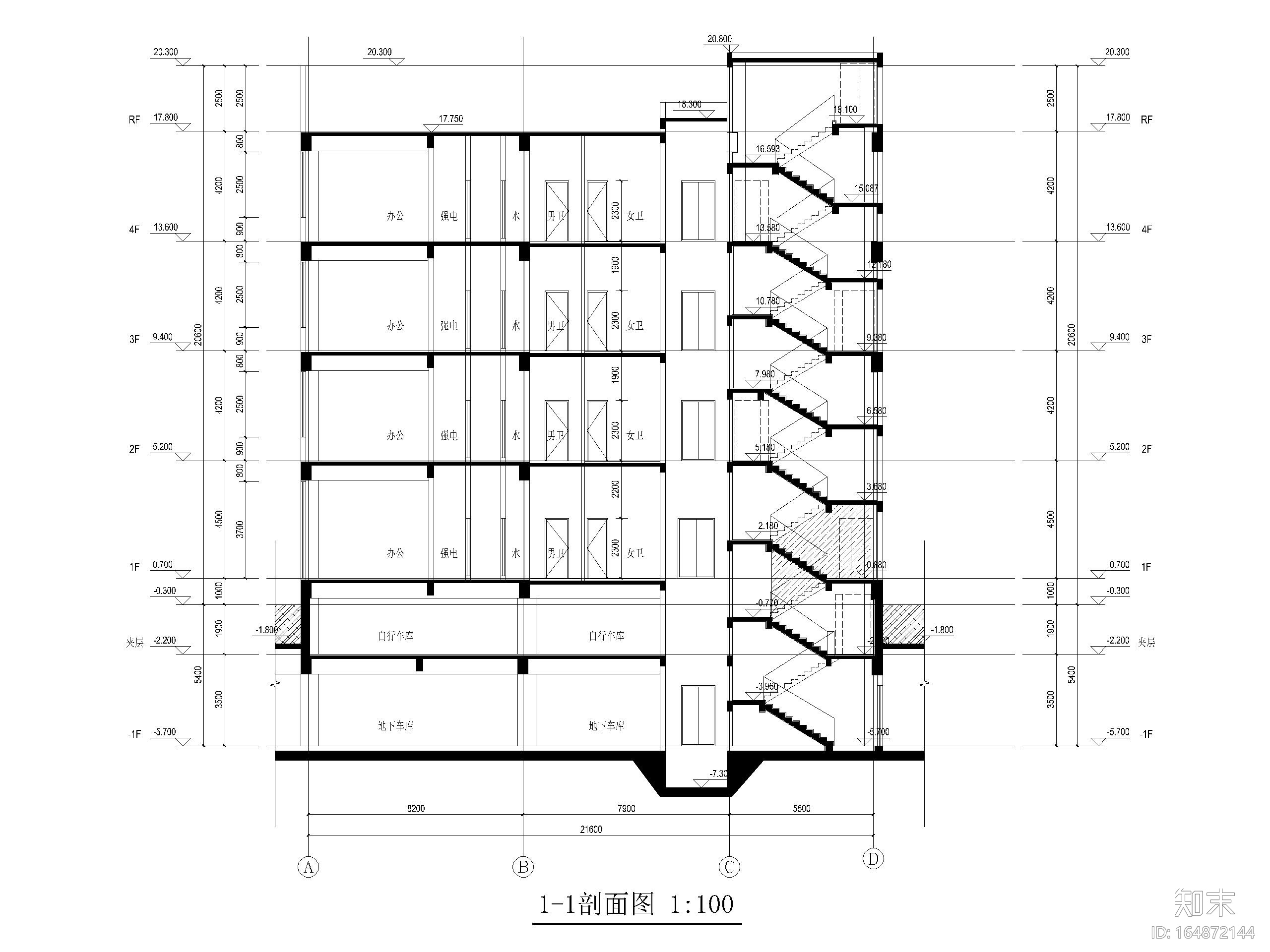 [上海]华漕镇四层框结结构办公楼建筑施工图cad施工图下载【ID:164872144】