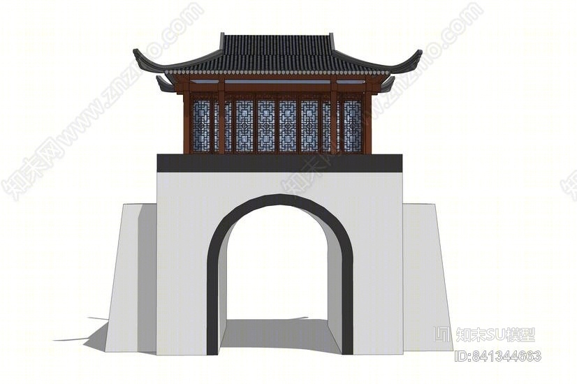 古建城门楼SU模型下载【ID:841344663】