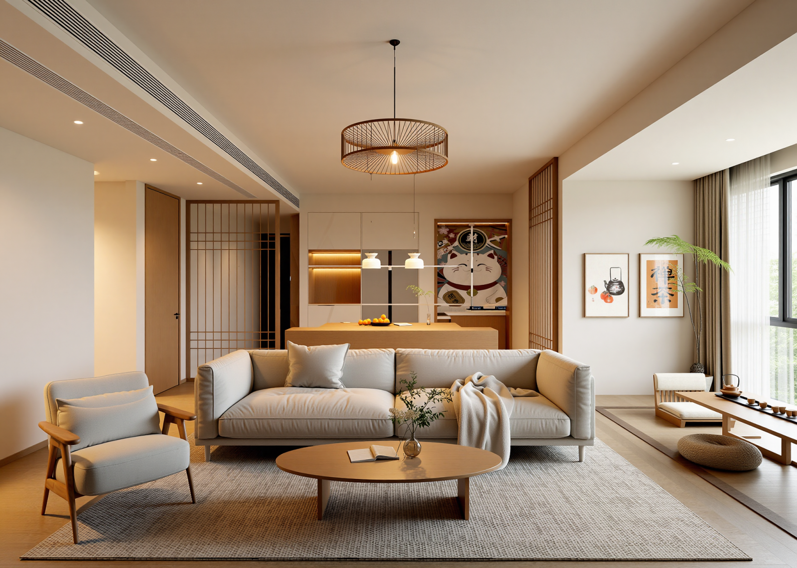 日式家居客厅3D模型下载【ID:1214722131】