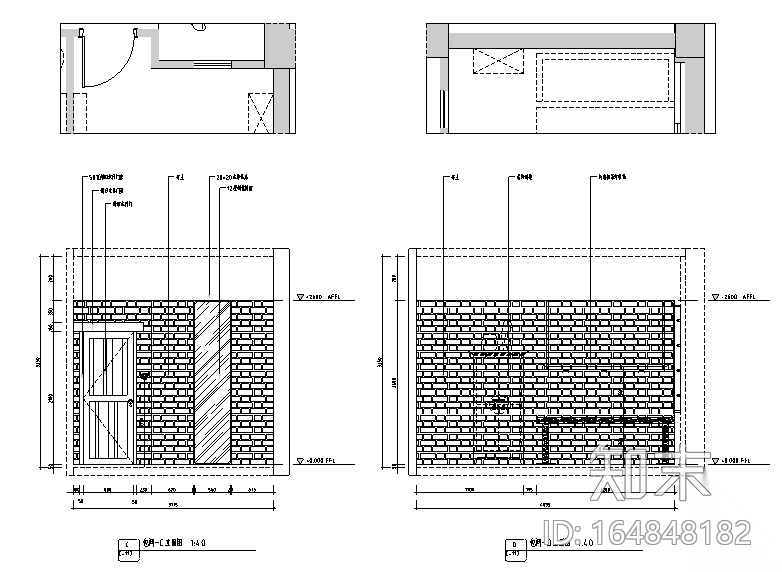[新疆]竹林自然风茶室空间设计施工图（附效果图）cad施工图下载【ID:164848182】