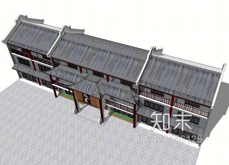 仿古商业立面改造SU模型下载【ID:421456129】