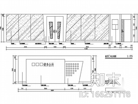 某健身会所室内装修图cad施工图下载【ID:166291118】