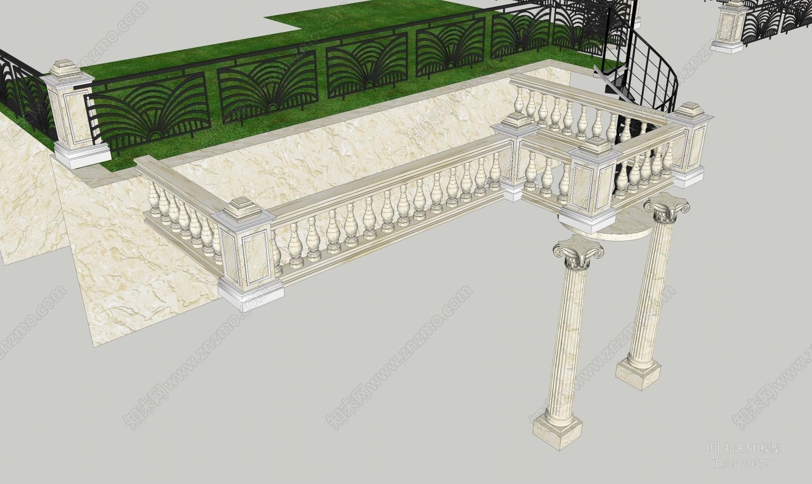别墅外观栏杆楼梯合集SU模型下载【ID:331803790】