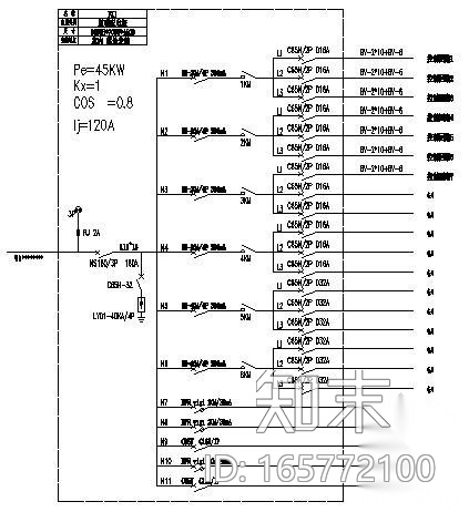 某路灯控制柜原理图cad施工图下载【ID:165772100】