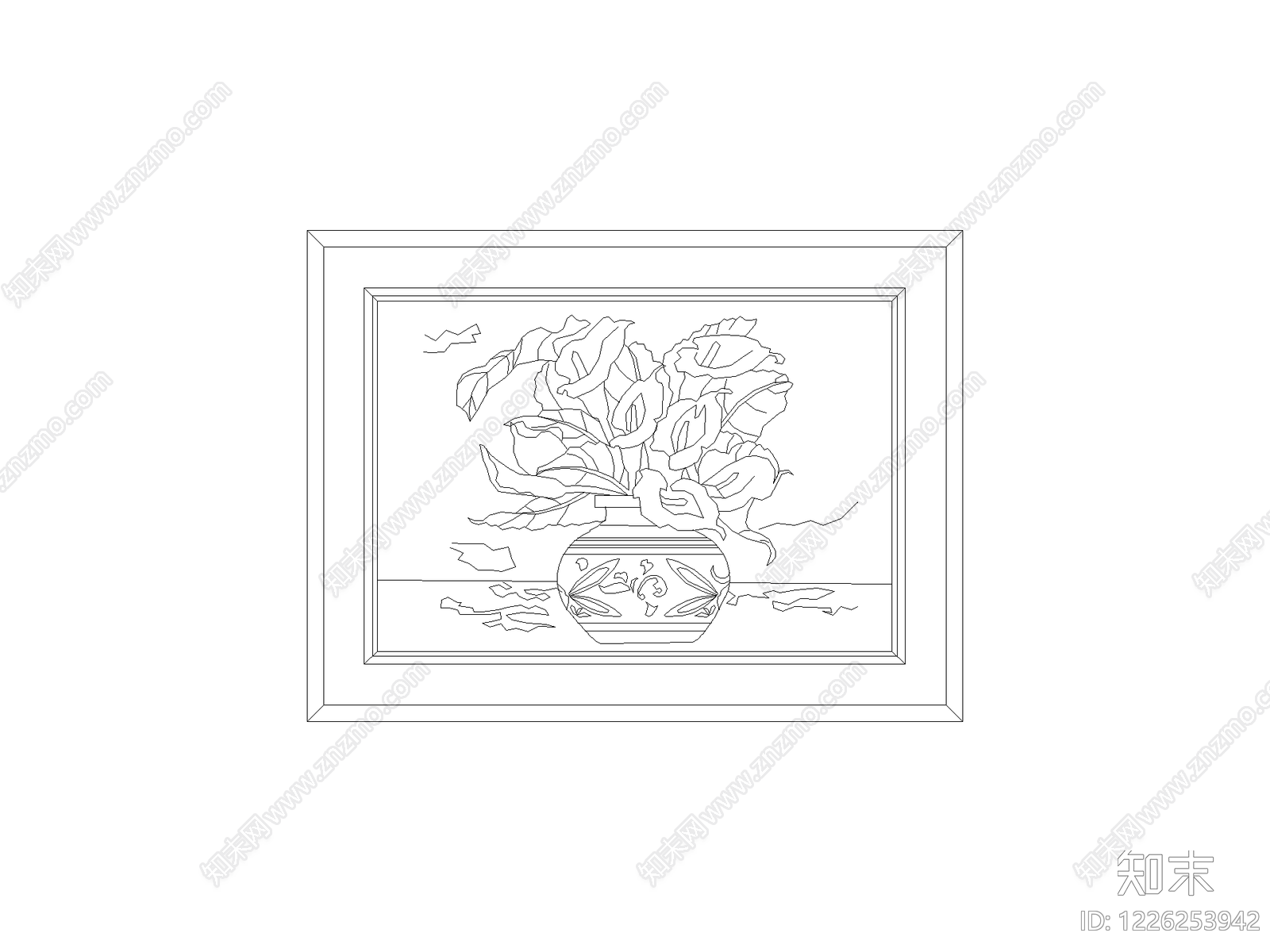 陈设类立面挂画cad施工图下载【ID:1226253942】