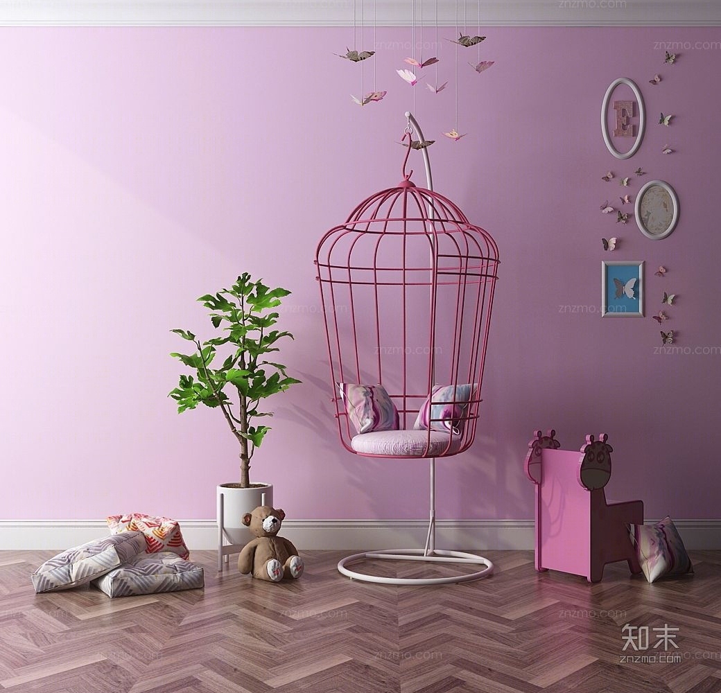 现代吊椅摆件组合3D模型下载【ID:75933516】