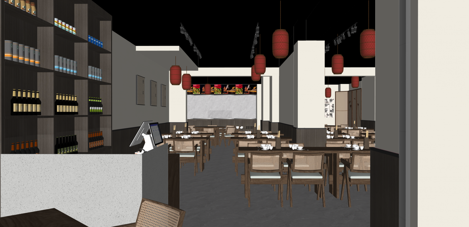 现代快餐店SU模型下载【ID:1215984401】