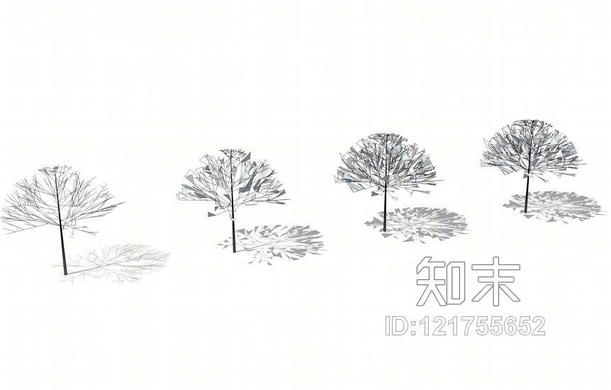 2D水彩树组合SU模型下载【ID:121755652】