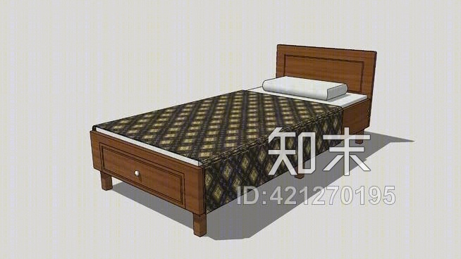 现代单人床1SU模型下载【ID:421270195】