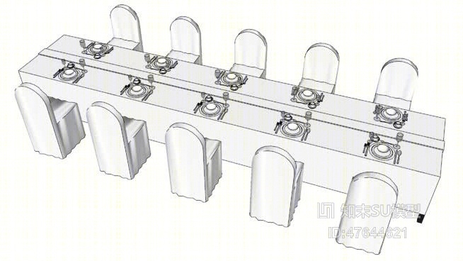 餐桌椅组合SU模型下载【ID:47644621】