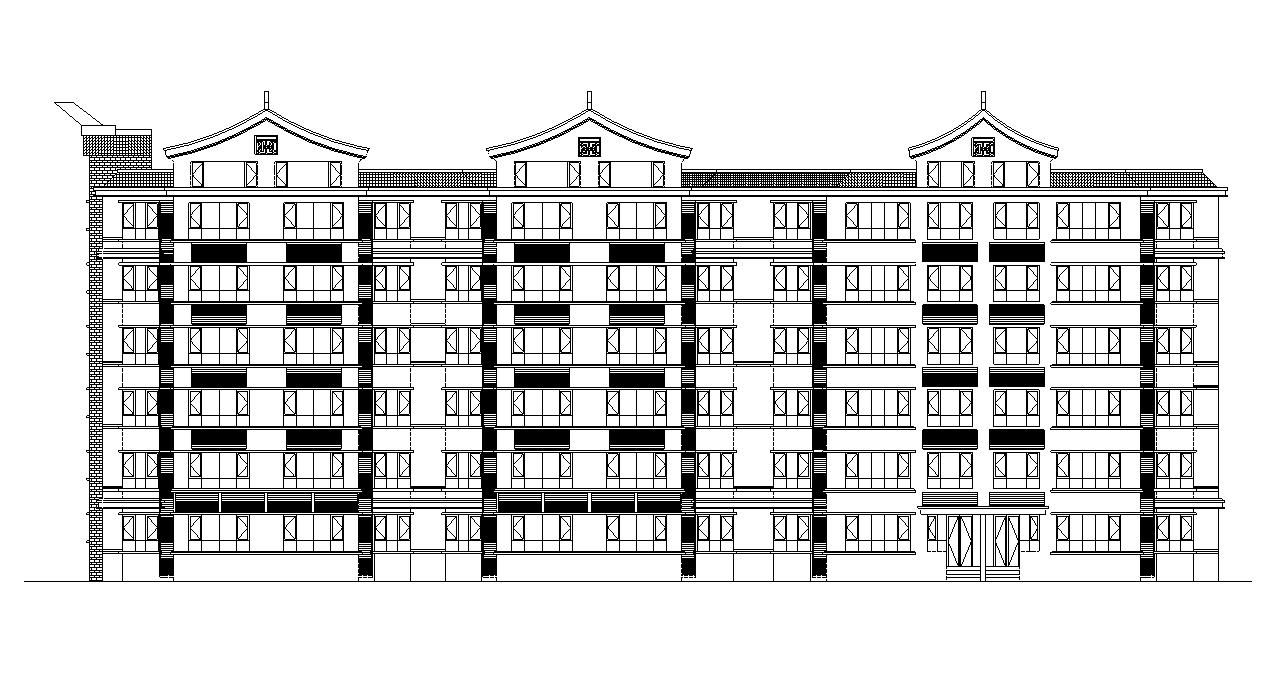 [宁夏]六层剪力墙结构中式风格住宅建筑施工图cad施工图下载【ID:167048135】