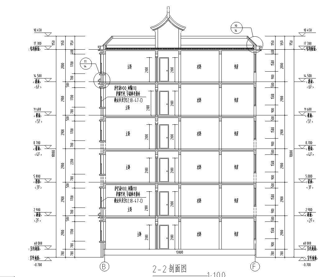 [宁夏]六层剪力墙结构中式风格住宅建筑施工图cad施工图下载【ID:149778142】