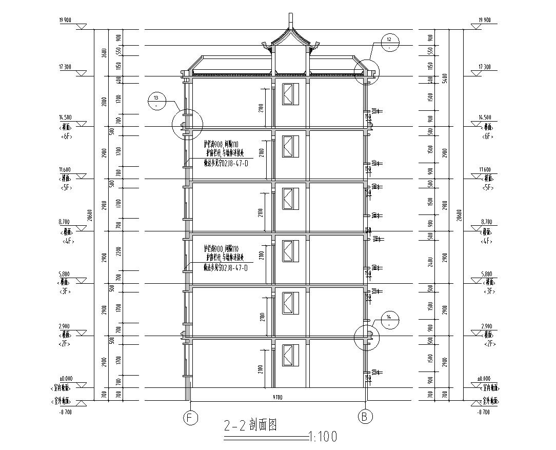 [宁夏]六层剪力墙结构中式风格住宅建筑施工图cad施工图下载【ID:167048135】