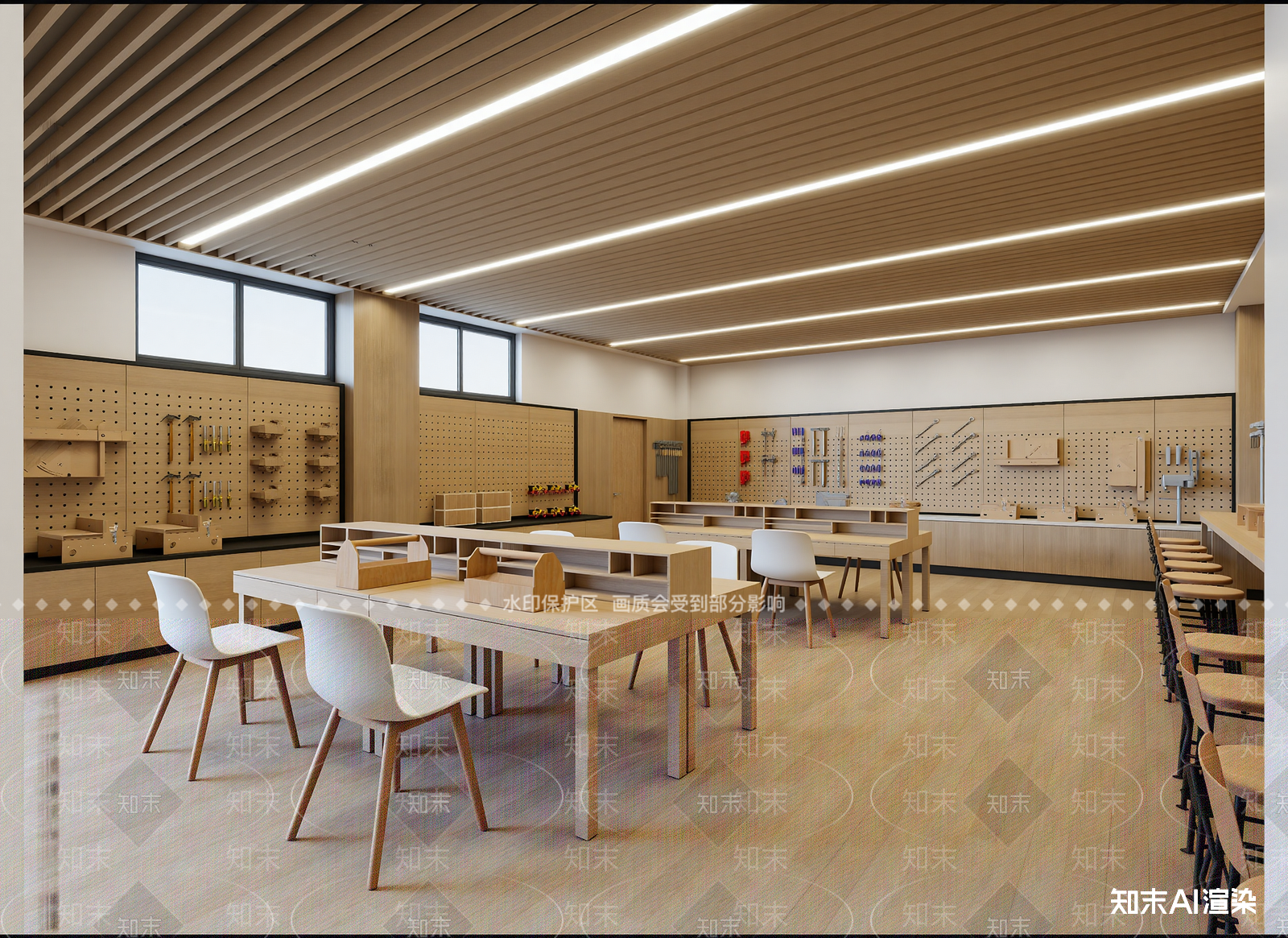现代教室3D模型下载【ID:1214250269】