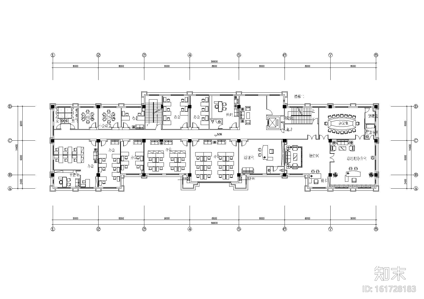 [广东]金明办公楼（家居户型）装饰施工图cad施工图下载【ID:161728183】