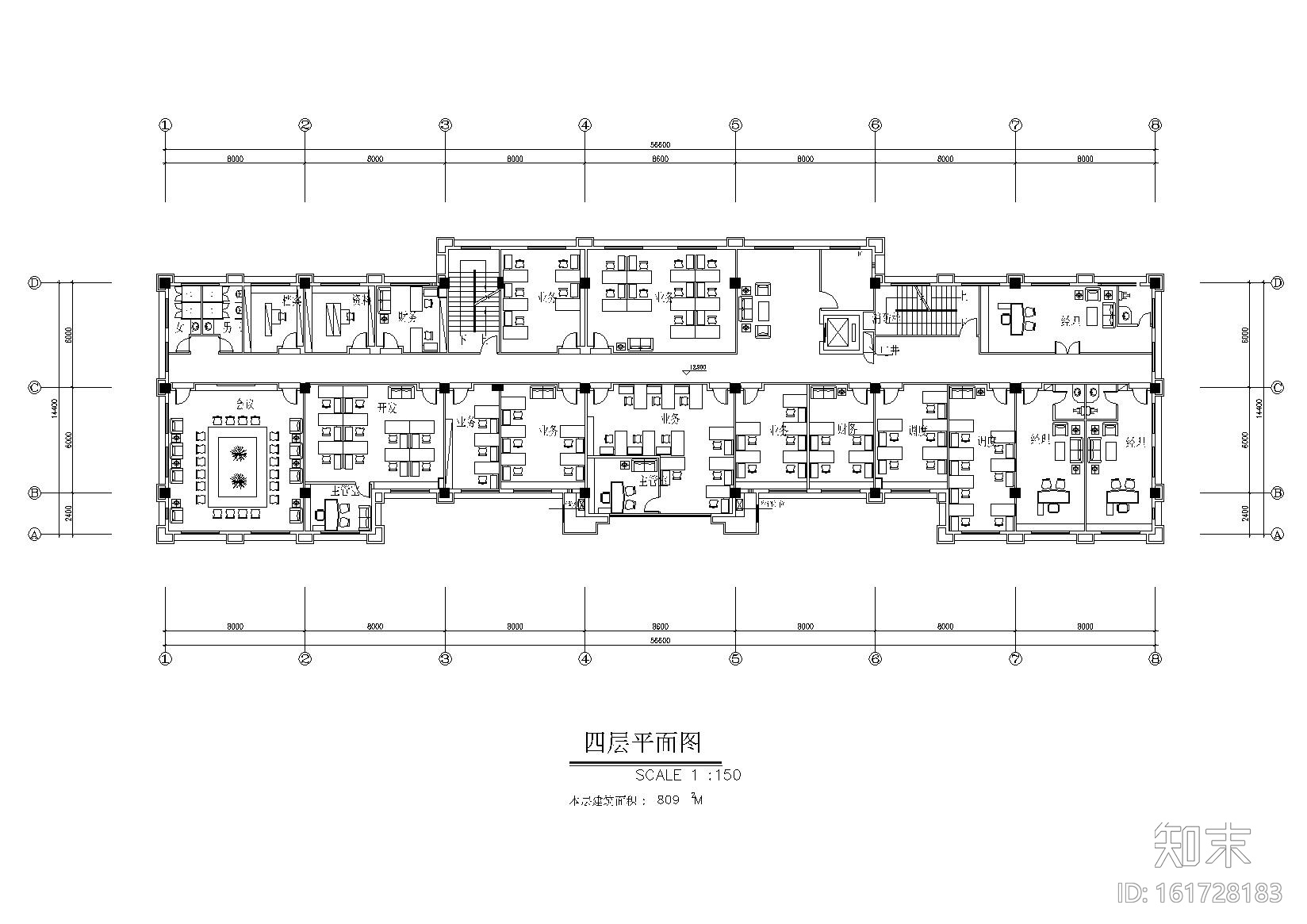 [广东]金明办公楼（家居户型）装饰施工图cad施工图下载【ID:161728183】