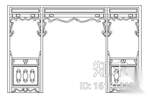 中式隔断024cad施工图下载【ID:161813137】