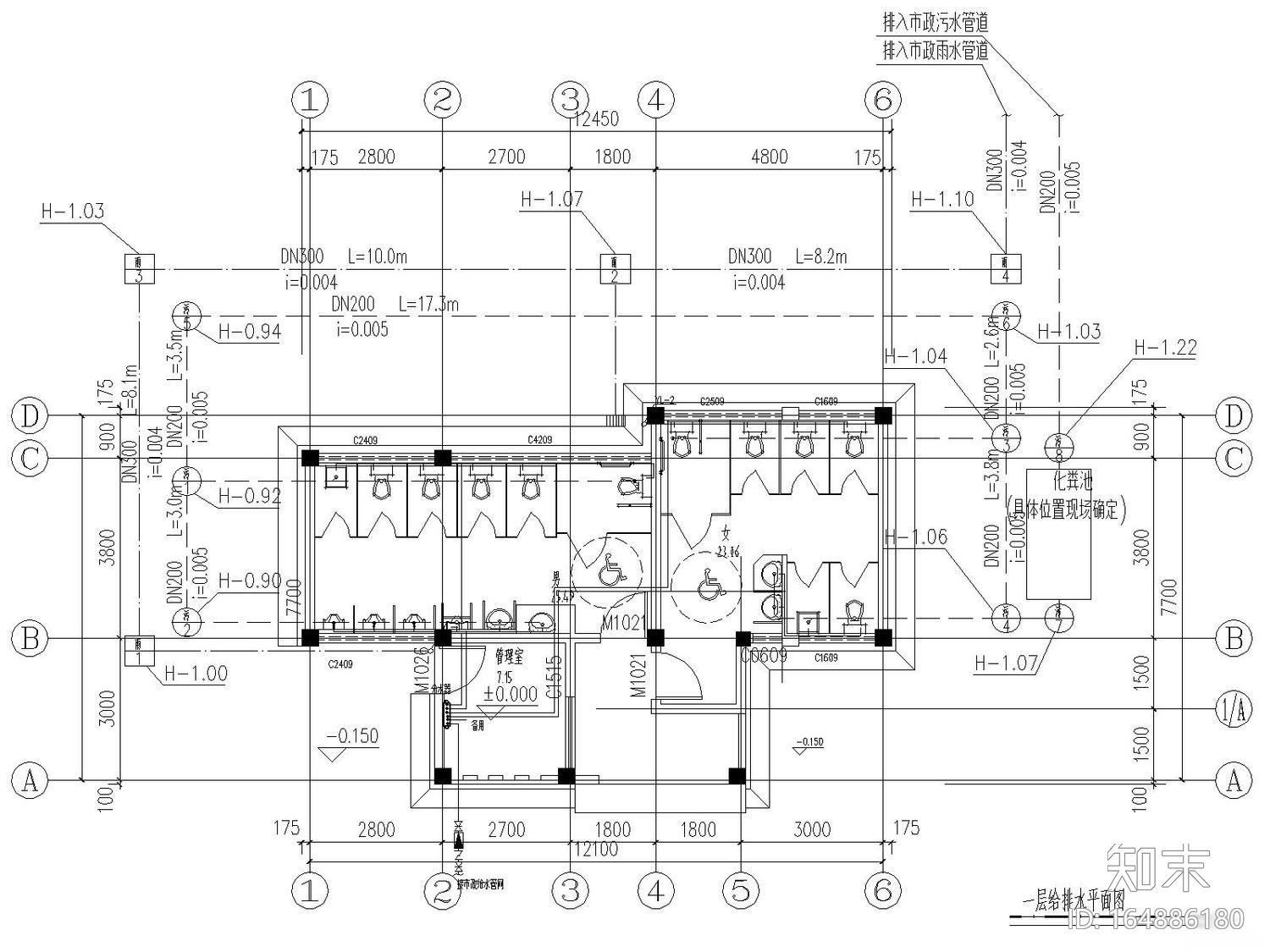 [常州]经济园景观工程喷泉公厕给排水施工图(大院)cad施工图下载【ID:164886180】