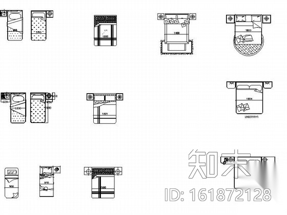 现代风格床CAD图块cad施工图下载【ID:161872128】