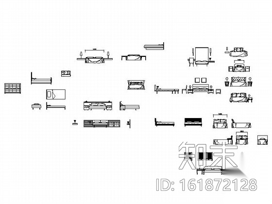 现代风格床CAD图块cad施工图下载【ID:161872128】