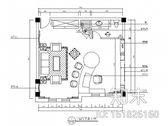 酒店董事长办公室装修图（含效果）cad施工图下载【ID:161826160】