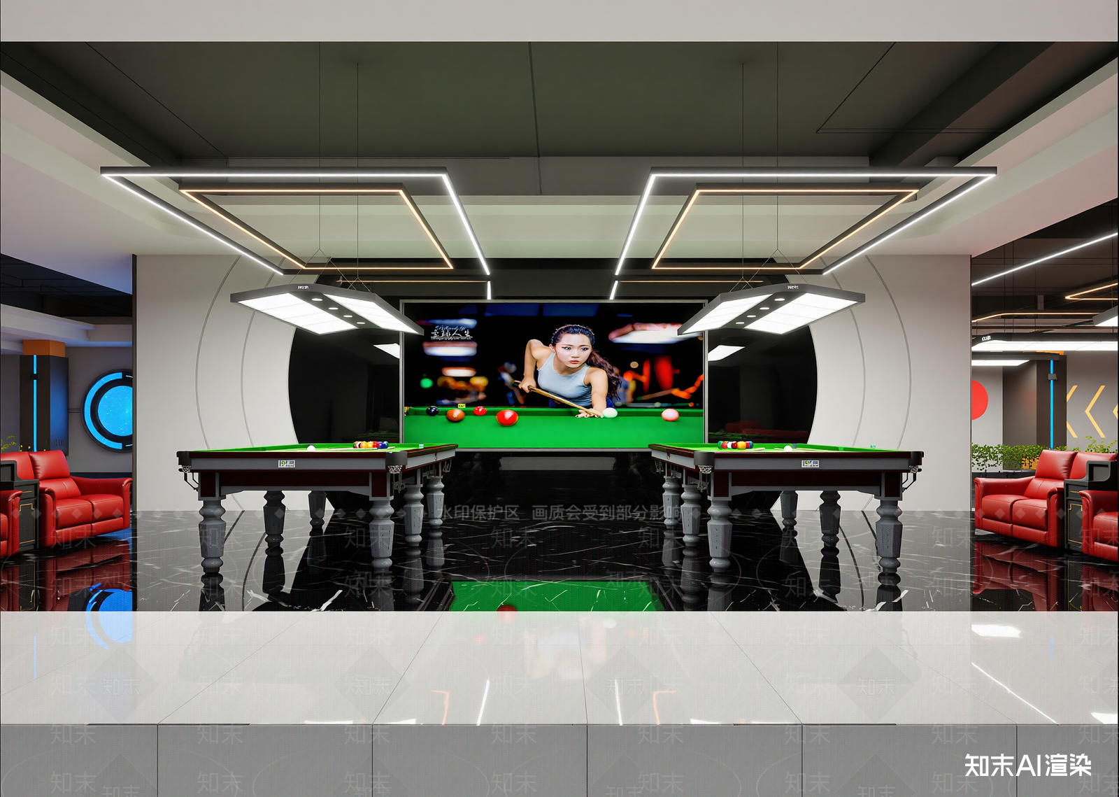 现代台球室3D模型下载【ID:1215173506】