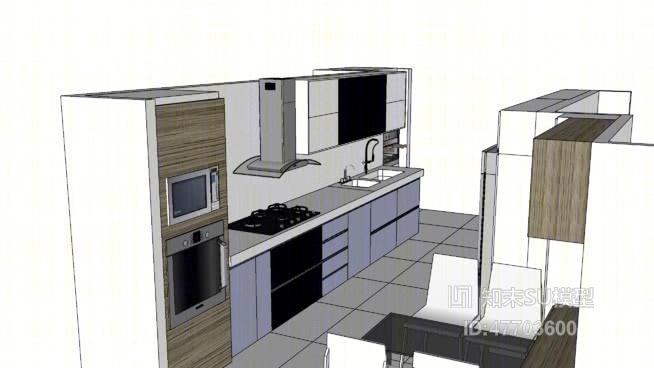 别墅开放厨房SU模型下载【ID:47703600】