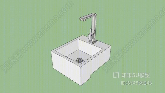 浴室水槽，半封闭式SU模型下载【ID:534569248】