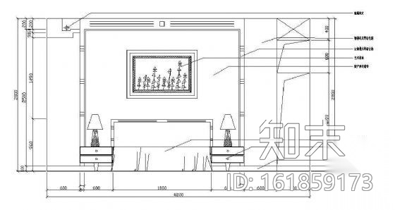 床头墙面立面图块cad施工图下载【ID:161859173】