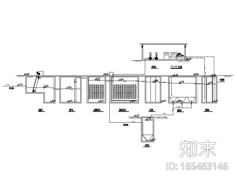 某市人民医院污水处理工程施工图（CAD,14张）施工图下载【ID:165463146】