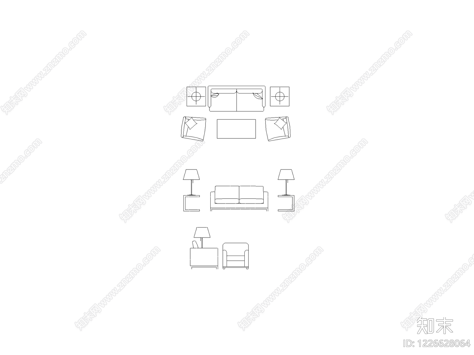 现代,意式沙发CAD图纸