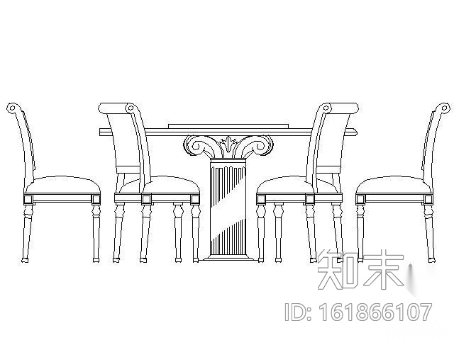 餐桌平立面图块集施工图下载【ID:161866107】