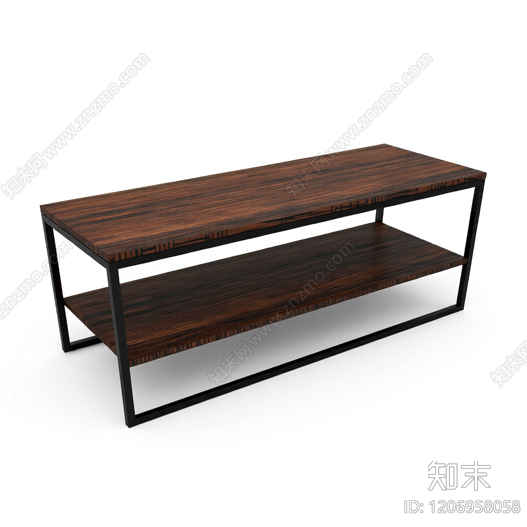 深色木纹双层茶几3D模型下载【ID:1206958058】