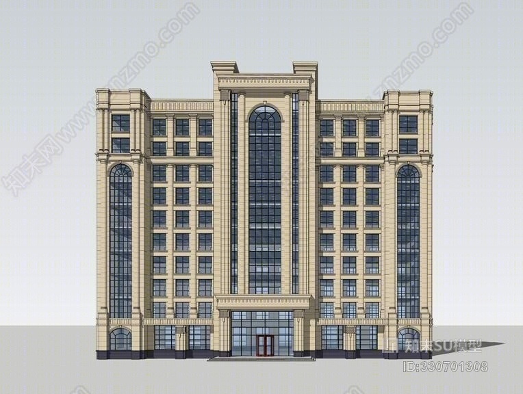 新古典办公楼SU模型下载【ID:330701308】
