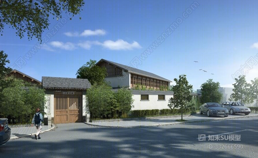 中式度假村SU模型下载【ID:332666590】